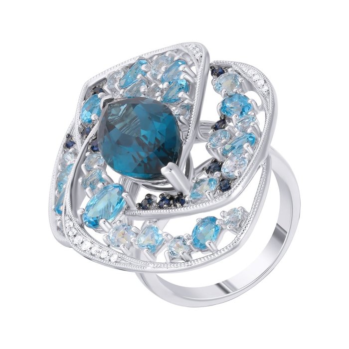 Кольцо из белого золота с бриллиантом и сапфиром (Арт.rg-31977_ko_sa_bt_lt_wg)