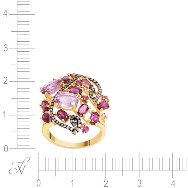 Кольцо из золота с бриллиантом и родолитом (Арт.rg-34289_ygdnpsmc_ko_dn_ps_csp_rh_yg)