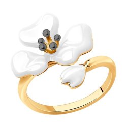 Кольцо из золочёного серебра с эмалью (Арт.93010924)