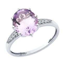 Кольцо из серебра с аметистом и фианитами (Арт.94-310-02054-3)