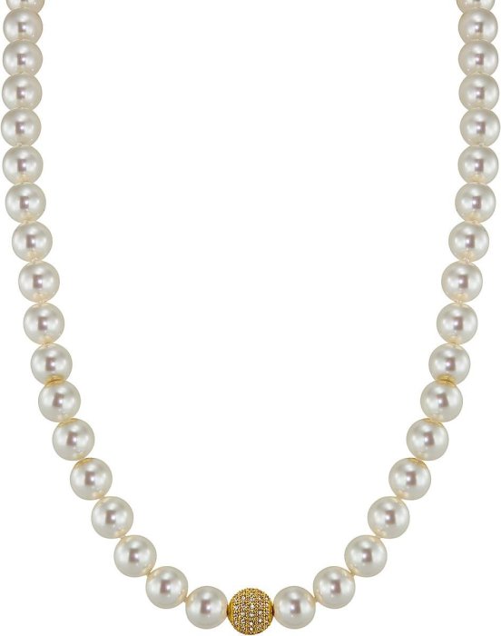 Ожерелье из серебра с жемчугом и куб. цирконием (Арт.91l-gk-1)