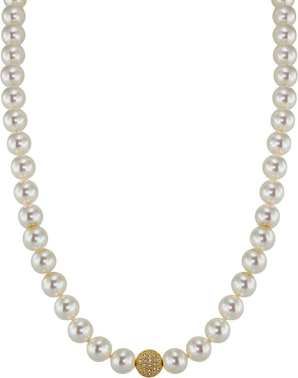 Ожерелье из серебра с жемчугом и кристаллом swarovski (Арт.91l-gk-1)