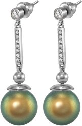 Серьги из серебра с жемчугом и кристаллом swarovski (Арт.aas-6-b-12-26-s)