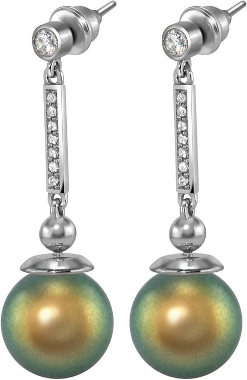 Серьги из серебра с жемчугом и кристаллом swarovski (Арт.aas-6-b-12-26-s)
