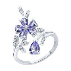 Кольцо из белого золота с бриллиантами и танзанитами (Арт.6014410-3) Кольцо из белого золота с бриллиантами и танзанитами (Арт.6014410-3)