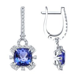 Серьги из белого золота с бриллиантами и танзанитами (Арт.6024472-3)