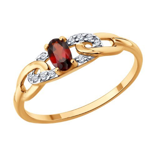 Кольцо золотое пробы 585 с гранатом (Арт.717294)