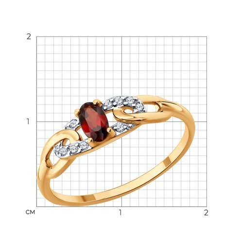 Кольцо золотое пробы 585 с гранатом (Арт.717294)