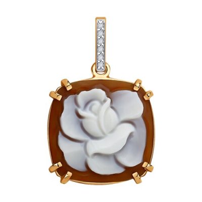 Золотой кулон с камеей и бриллиантами «Роза времени» (арт. 6034132)