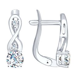 Серьги из белого золота с фианитами (Арт.027147-3)