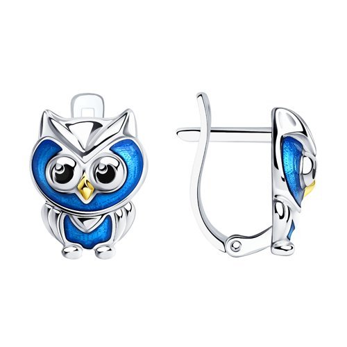 Серьги из золочёного серебра с эмалью (Арт.94023129)