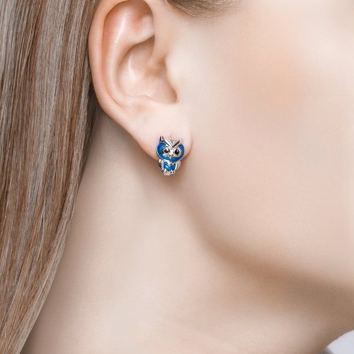 Серьги из золочёного серебра с эмалью (Арт.94023129)