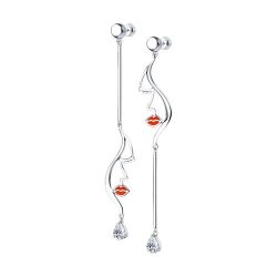 Серьги из серебра с эмалью и фианитами (Арт.94024065)