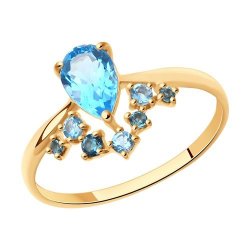 Кольцо золотое пробы 585 с миксом камней (Арт.715005)