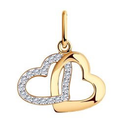 Подвеска love из золота с фианитами (Арт.034108)