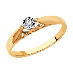 Помолвочное кольцо из золота с бриллиантом (Арт.1011159)