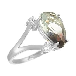 Кольцо из серебра с куб. цирконием и ситаллом (Арт.cz-r1162-x-w-bx22-x-w)