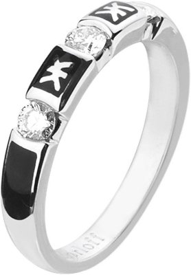 Кольцо из белого золота с бриллиантом и эмалью (Арт.dkl32ln)