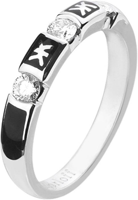 Кольцо из белого золота с бриллиантом и эмалью (Арт.dkl32ln)