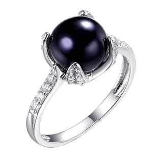 Кольцо серебряное с жемчугом и фианитами «Nautilus» Fresh Jewelry (арт.PI-R02898-X-W-PNB-X-W)