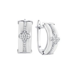 Серьги из серебра с керамикой и фианитом (Арт.tc-e00134-w-w-x-x-w)