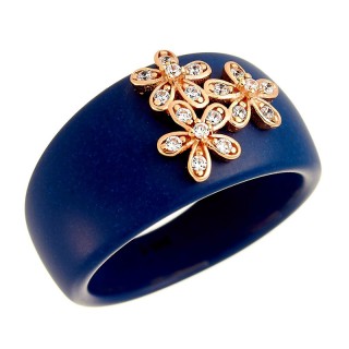 Кольцо с керамикой и кубическим цирконием «Весенний Вальс» Fresh Jewelry (арт.TM-R00451-Вl-G-X-X-W)