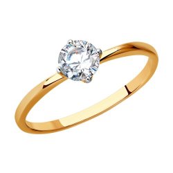 Помолвочное кольцо из золота с фианитом (Арт.81010206)