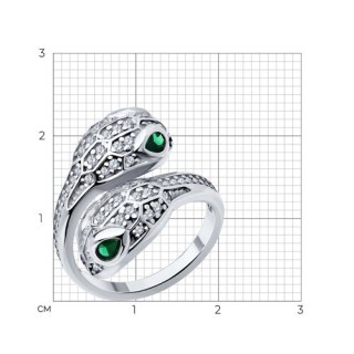 Кольцо из серебра с фианитами «Змеиный Гипноз» Соколов (арт.94014259)