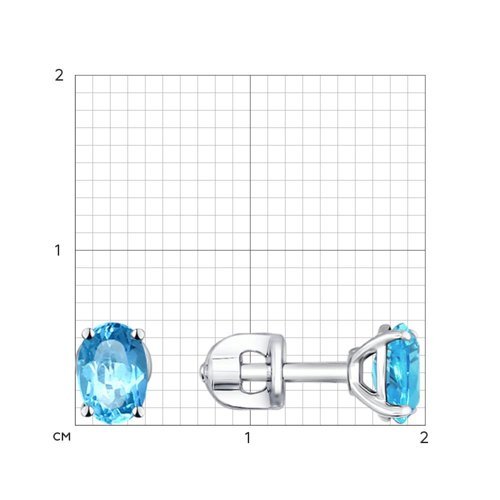 Серьги-пусеты из серебра с топазами (Арт.92021090)