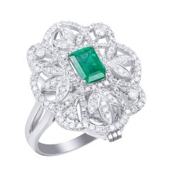 Кольцо из белого золота с бриллиантом и изумрудом (Арт.mr86305-wd-em_ko_em_wg)