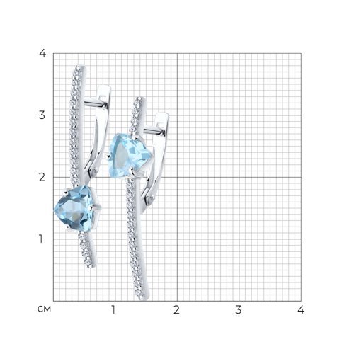 Серьги из серебра с топазами и фианитами (Арт.92022198)