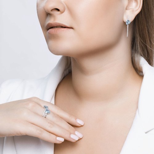 Серьги из серебра с топазами и фианитами (Арт.92022198)