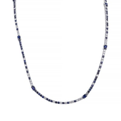 Ожерелье из белого золота с бриллиантом и сапфиром (Арт.n9152_wgdwsa_sa_wg)