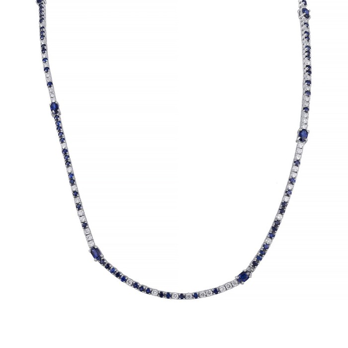 Ожерелье из белого золота с бриллиантами и сапфирами «Синий Вечер» MyJewels (арт.N9152)