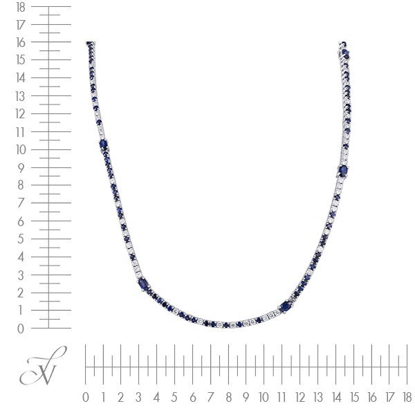 Ожерелье из белого золота с бриллиантом и сапфиром (Арт.n9152_wgdwsa_sa_wg)