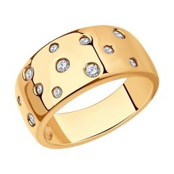 Кольцо из золочёного серебра с фианитами (Арт.93-110-01516-1)
