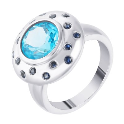 Кольцо из белого золота с сапфиром и топазом (Арт.r23047_sa_bt_wg)