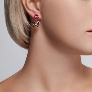 Серьги из золоченого серебра с фианитами и эмалью «Цветочный каприз» Соколов (арт.93-122-01974-1)
