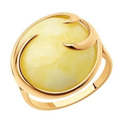 Кольцо из золочёного серебра с янтарём (Арт.93-310-00840-1)