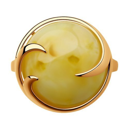Кольцо из золочёного серебра с янтарём «Солнечный Оберег» SOKOLOV (арт.93-310-00840-1)