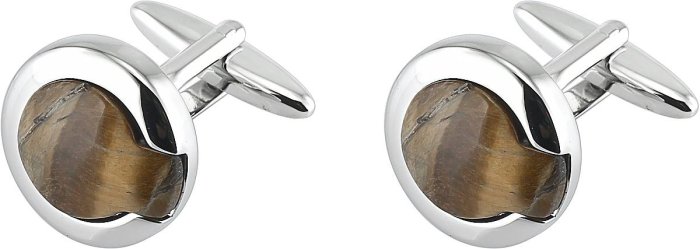 Запонки из ювелирного сплава с тигровым глазом (Арт.6-c-1007-20-s)