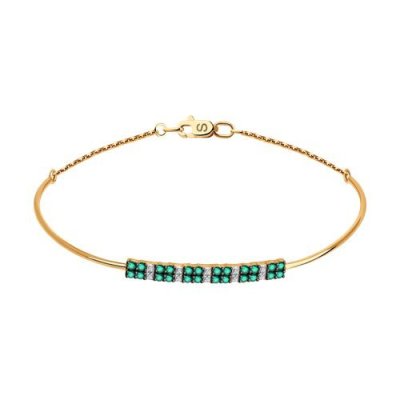 Браслет золотой с бриллиантами и изумрудами «Изумрудный аккорд» Соколов (арт.3050037)