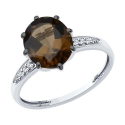 Кольцо из серебра с раухтопазом и фианитами (Арт.94-310-02054-4)