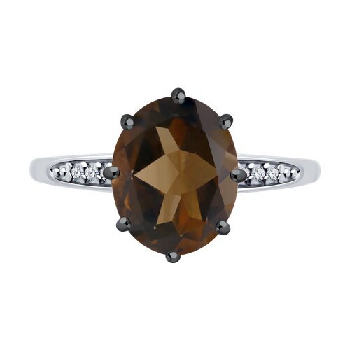 Кольцо из серебра с раухтопазом и фианитами (Арт.94-310-02054-4)