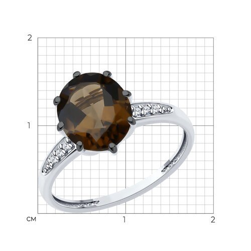 Кольцо из серебра с раухтопазом и фианитами (Арт.94-310-02054-4)