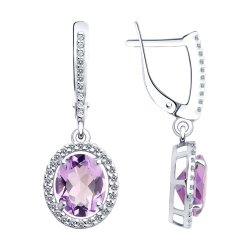 Серьги из серебра с аметистами и фианитами (Арт.94-321-01999-2)