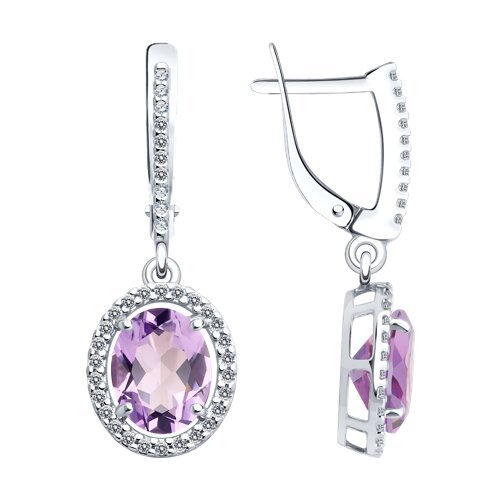 Серьги из серебра с аметистами и фианитами (Арт.94-321-01999-2)