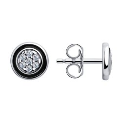 Серьги из серебра с эмалью и фианитами (Арт.94023379)