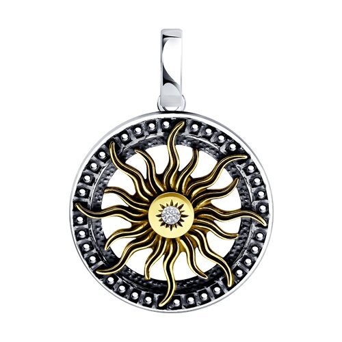 Подвеска из золочёного серебра с фианитом (Арт.95030278)