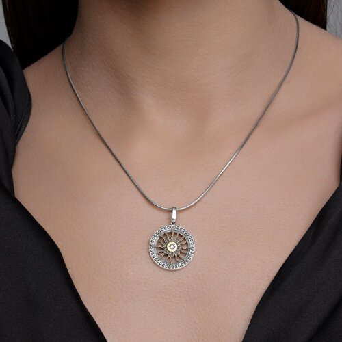 Подвеска из золочёного серебра с фианитом (Арт.95030278)